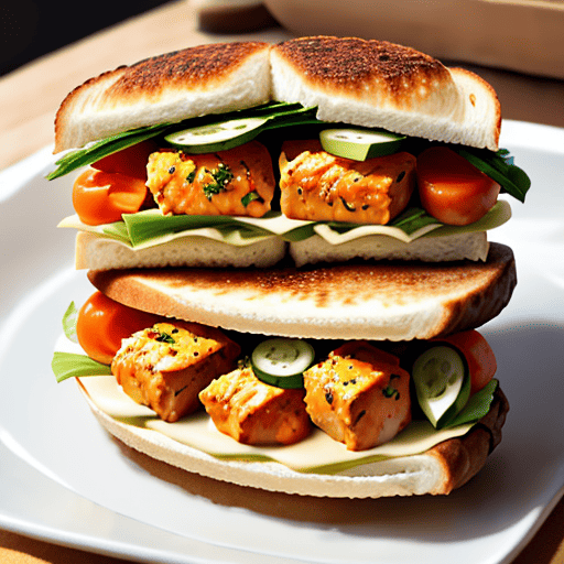 Delicious Chicken Tikka Sandwich with grilled marinated chicken, fresh vegetables, and soft bread, ready to serve and satisfy your taste buds