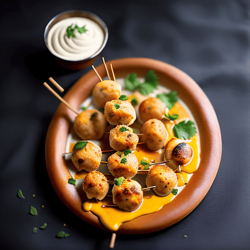  A mouthwatering platter of Chicken Malai Kababs, garnished with fresh herbs and lemon wedges