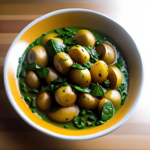 A visually appealing serving of Aloo Palak, adorned with a garnish of chopped coriander leaves and a dash of garam masala